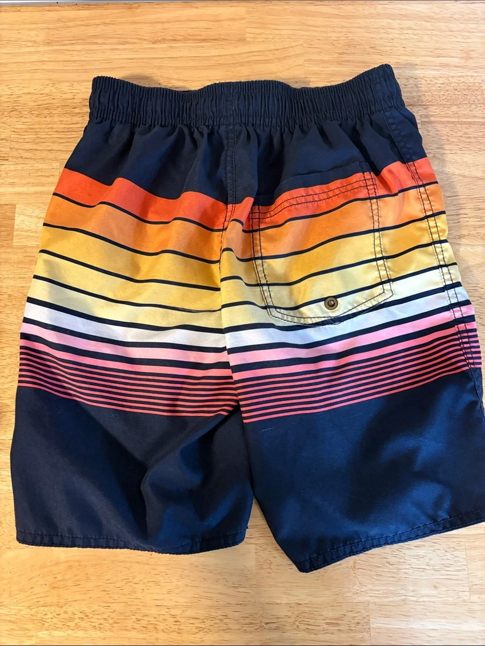 Old Navy Black and White Boys Swim Shorts with Blue Tag
